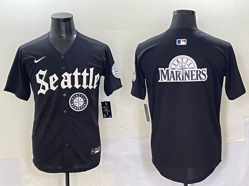 Men 2025 Seattle Mariners Blank black Five generations Joint Name Nike MLB Jersey style 25